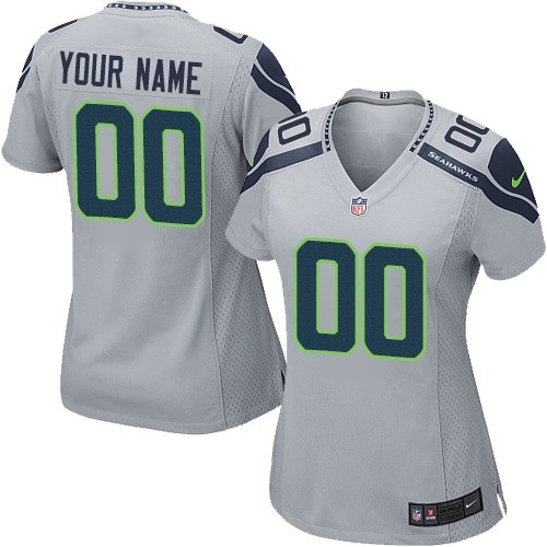 Women's Elite Nike Jersey Grey Alternate - Customized NFL Seattle Seahawks